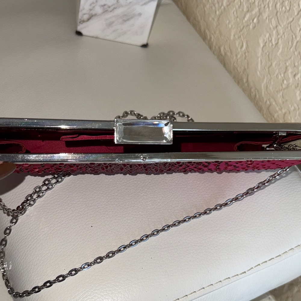INC Elegant Red Clutch with Chain Strap - Picture 4 of 10